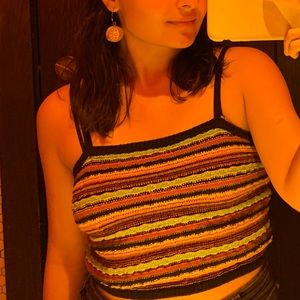 Funky multicolored knitted crop top
